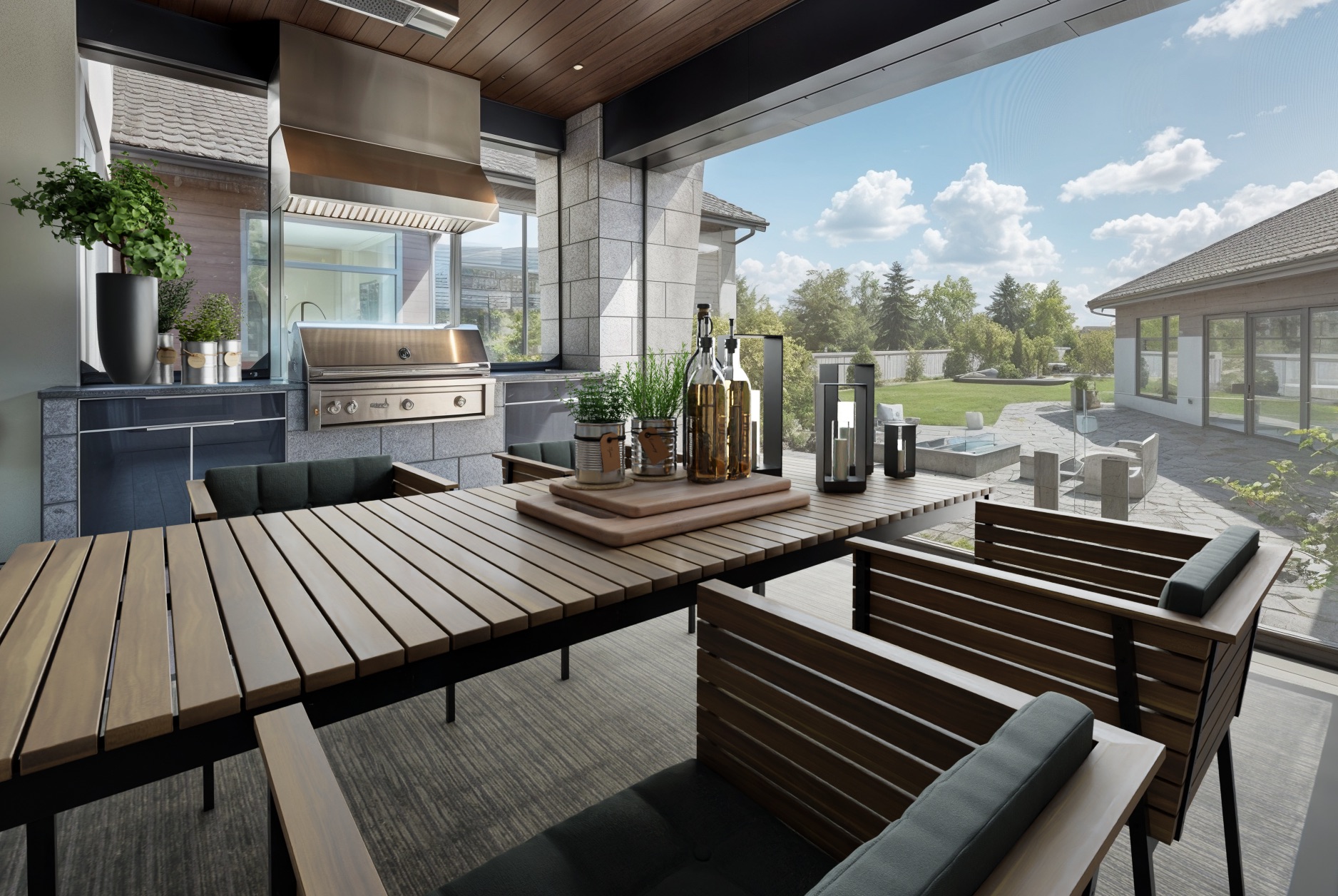 Outdoor kitchen in 46 Kingsford Crescent home for sale in St. Albert by Holland & Associates Real Estate.